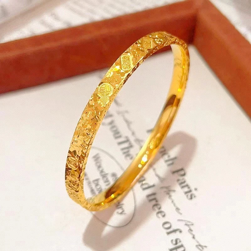 铜合金手镯 2025新款吉言三面碎冰冰手镯 女款轻奢百搭款