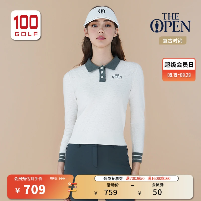 THEOPEN英国公开赛高尔夫女装毛衣秋冬舒适撞色针织衫TF252WK007
