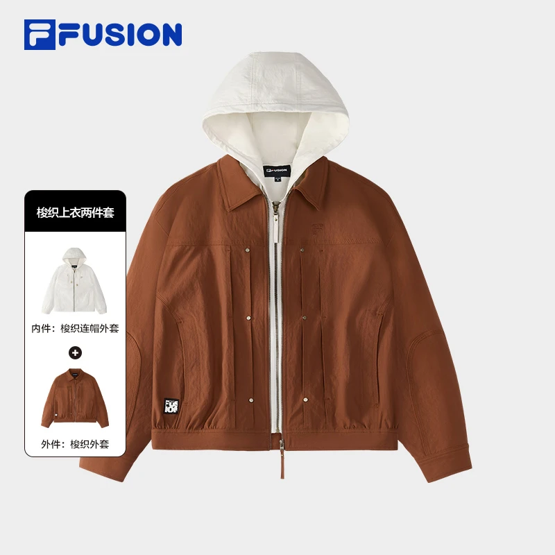 FILA FUSION斐乐潮牌梭织上衣两件套25春新撞色外套T11W513701F