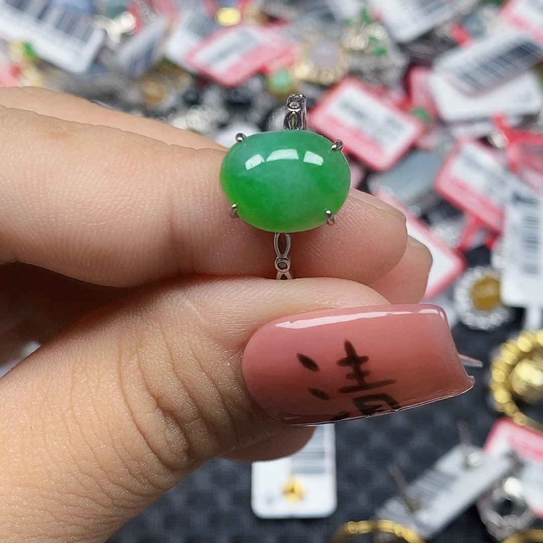 翡翠银S925镶嵌戒指