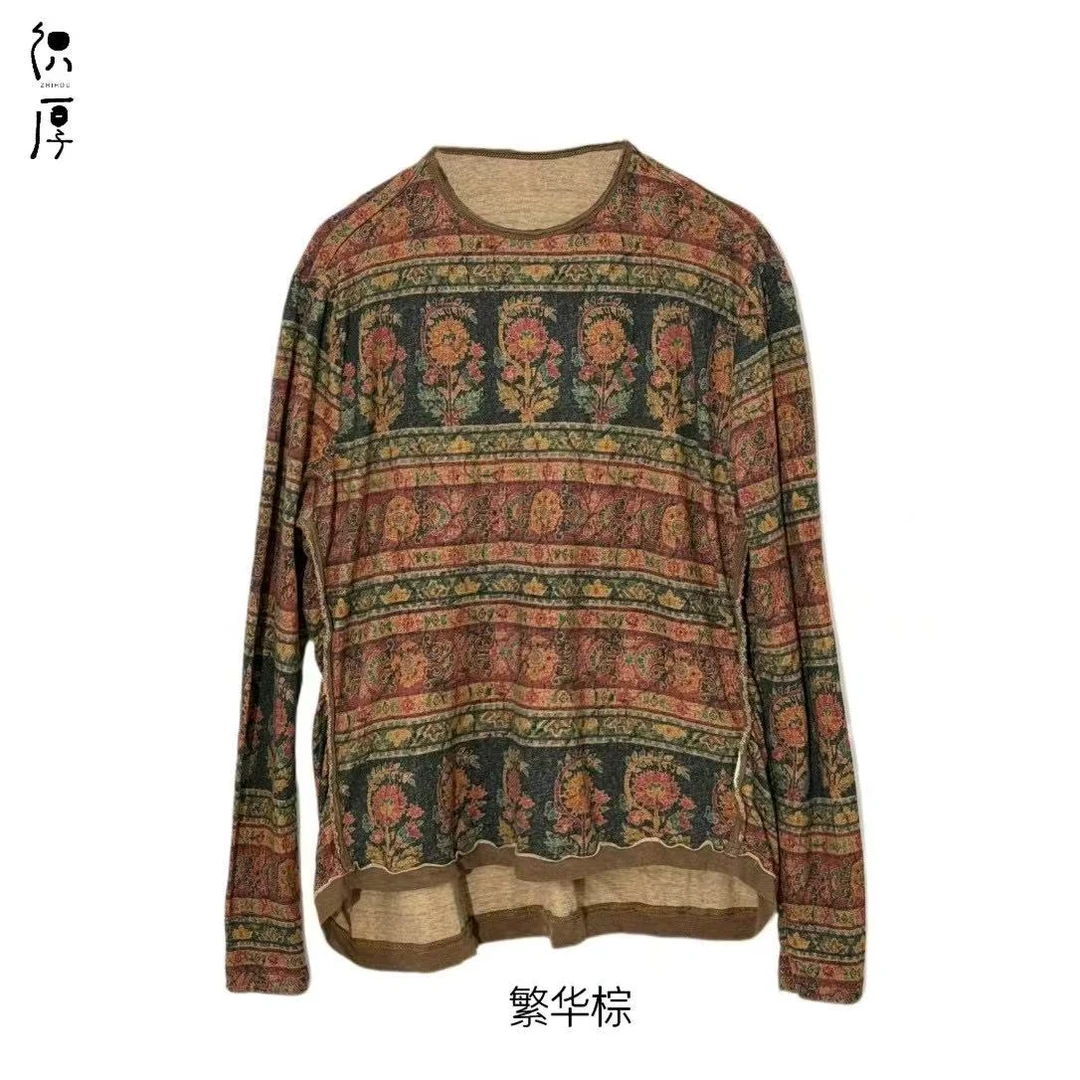 木木棉麻分享（织厚）C0167百搭做旧均码棉麻混纺秋季女款长袖T恤
