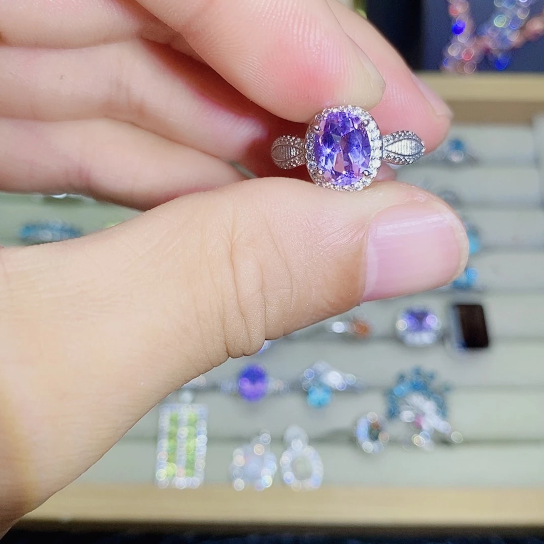 紫晶戒指银S925镶嵌