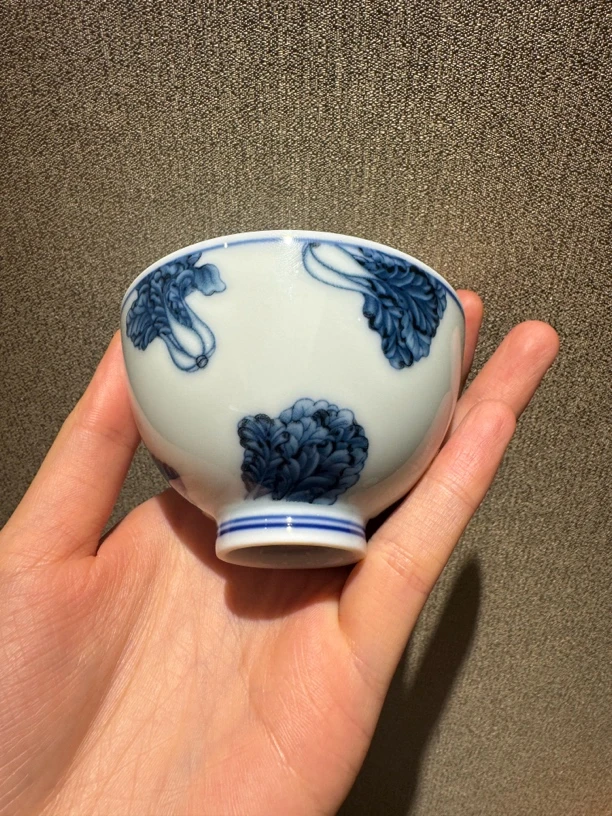 景德镇青花白菜鸡心杯110ml