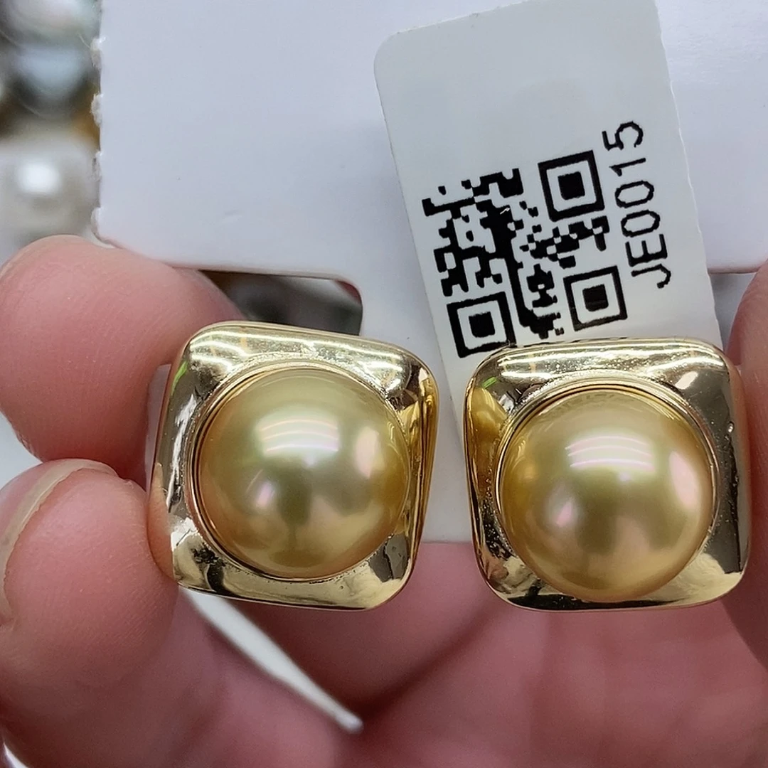 海水珍珠耳饰银S925镶嵌@@JE0015