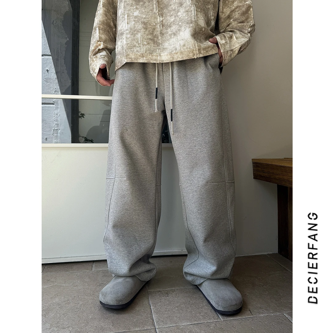 2025秋季慵懒风立体剪裁潮牌弯刀卫裤男宽松舒适百搭松紧腰休闲裤