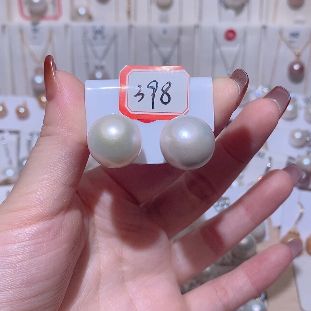 银S925镶嵌淡水珍珠耳饰w