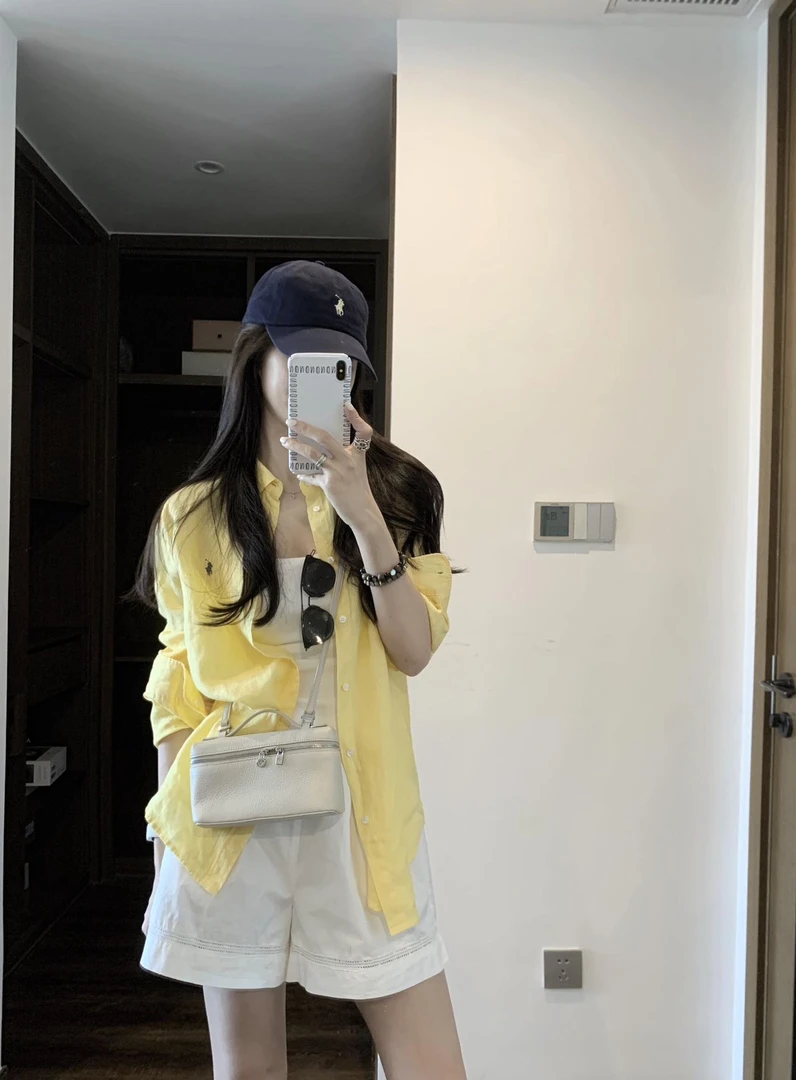 2025夏季新款老钱风宽松防晒薄款长袖衬衫上衣白色短裤两件套装女