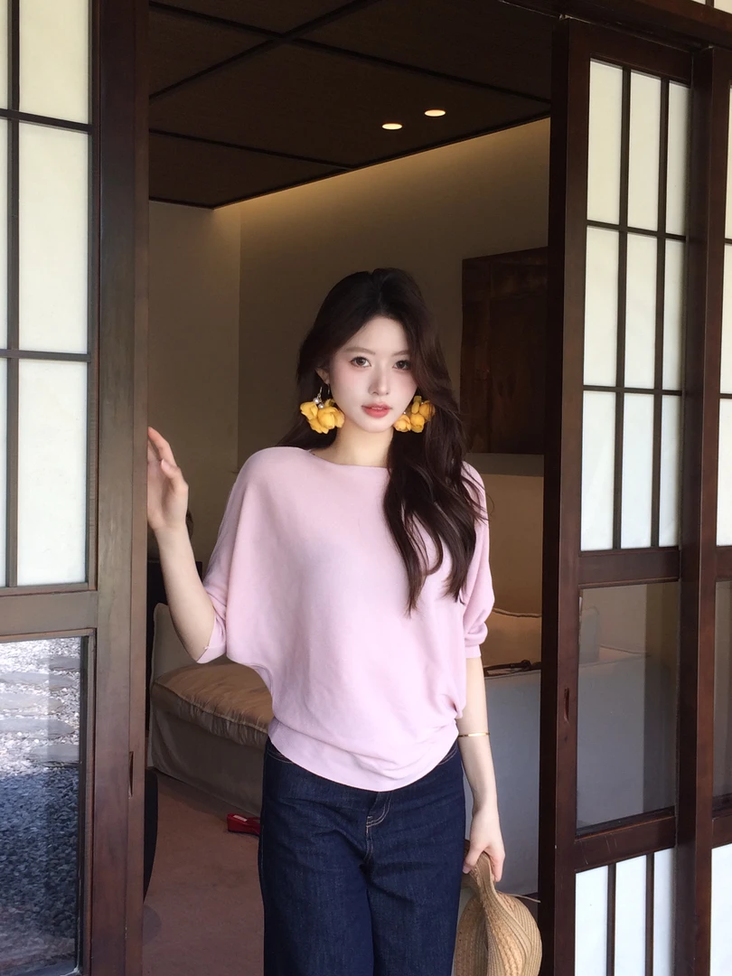 【CHUN】夏款上新高品质韩版显瘦短袖冰丝上衣