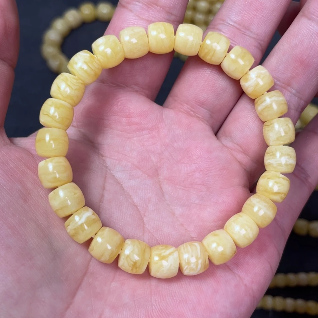 未镶嵌蜜蜡裸石虎皮纹蜜蜡手串9mm