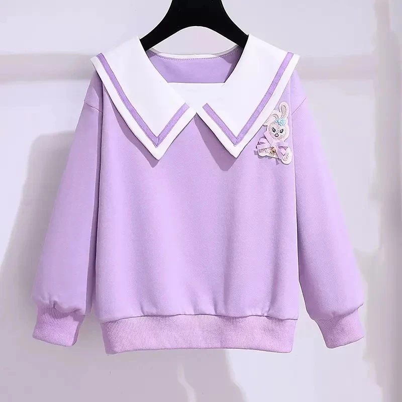 女童卫衣秋装新款洋气时髦中大童长袖春秋款小女孩娃娃领上衣现货