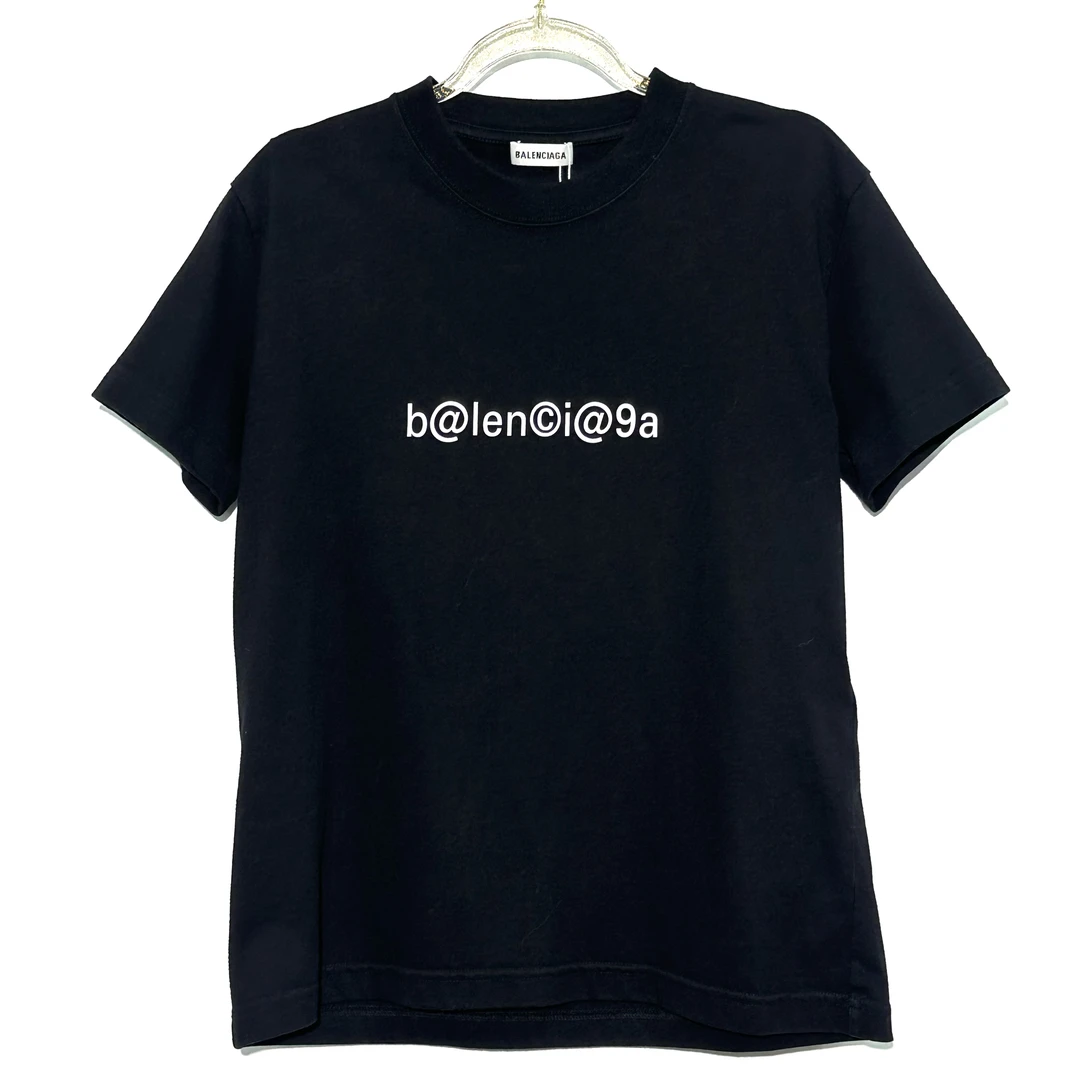 99新 Balenciaga/巴黎世家 L码 logo印花黑色短袖 W212