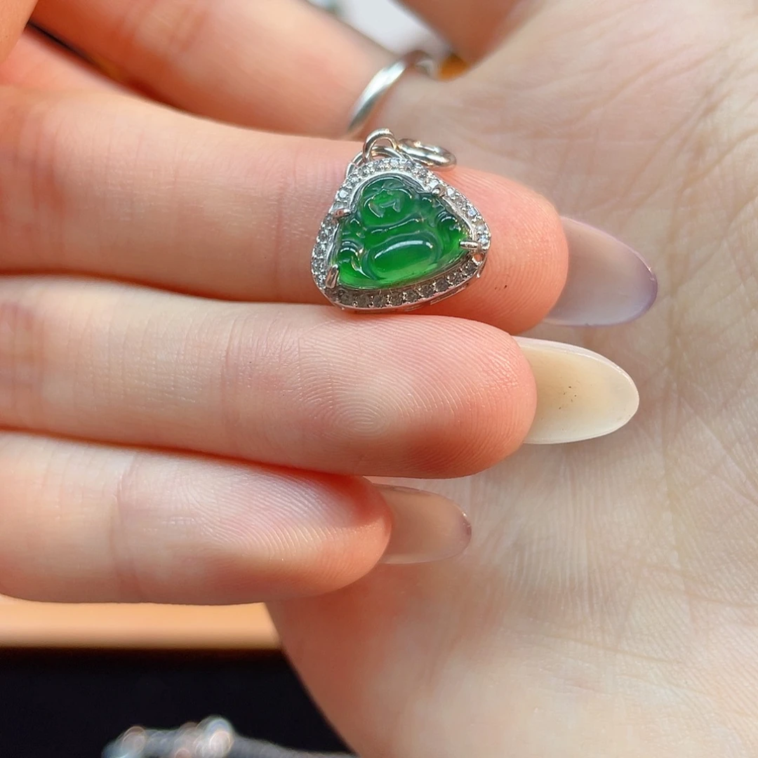 翡翠银S925镶嵌吊坠(不含链)