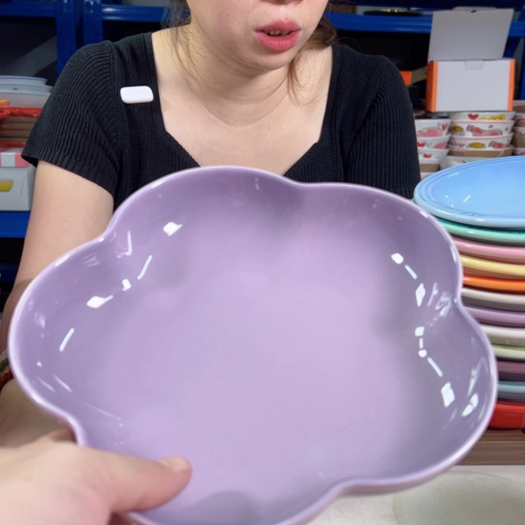 刘***倩陶瓷青羽色花朵深盘