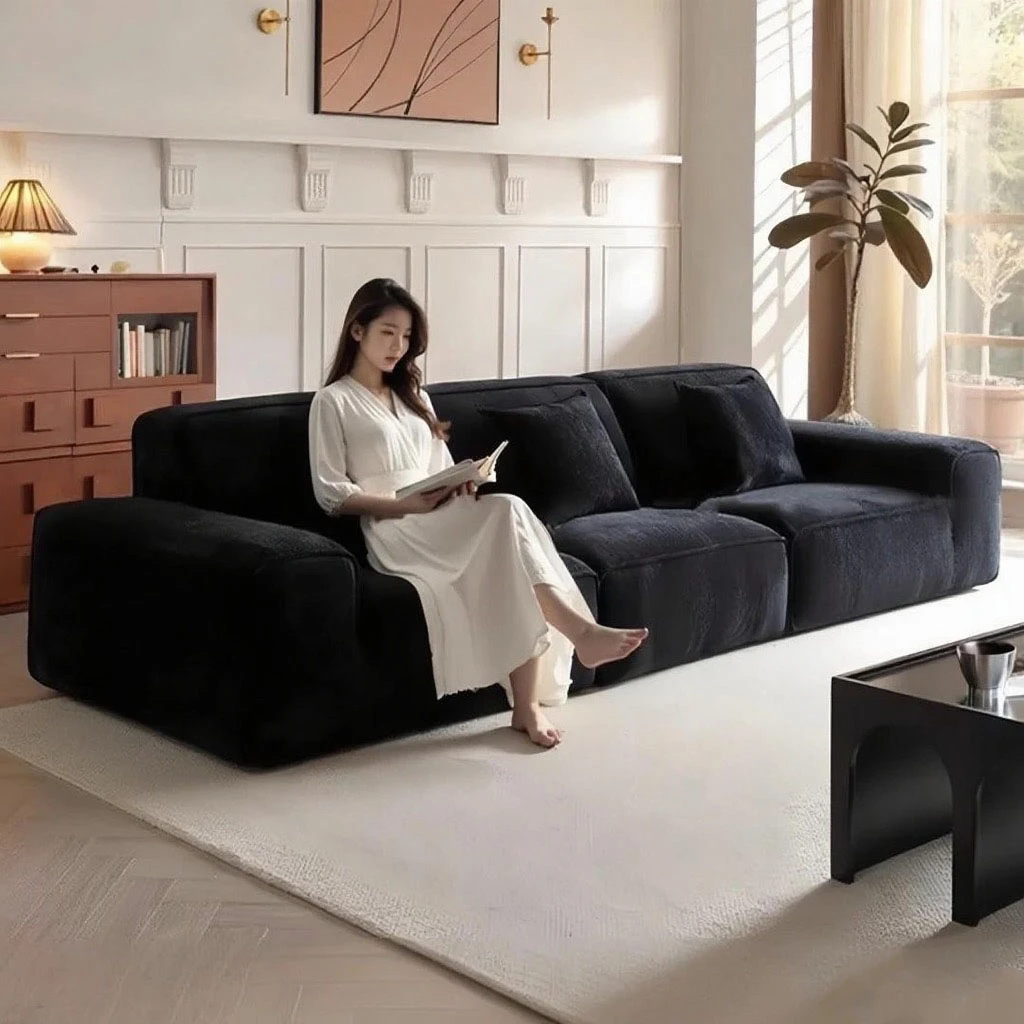 大黑牛布艺沙发直排小户型组合简约2025客厅高端雪尼尔绒沙发