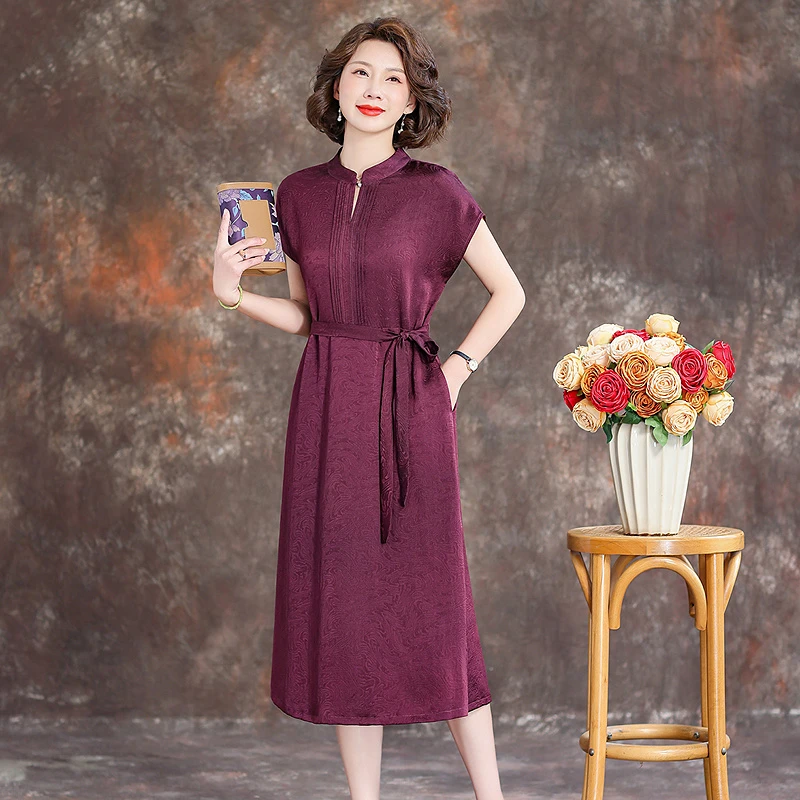 齐黛品牌年轻版香云纱连衣裙女2025春夏新款显瘦洋气减龄真丝裙子