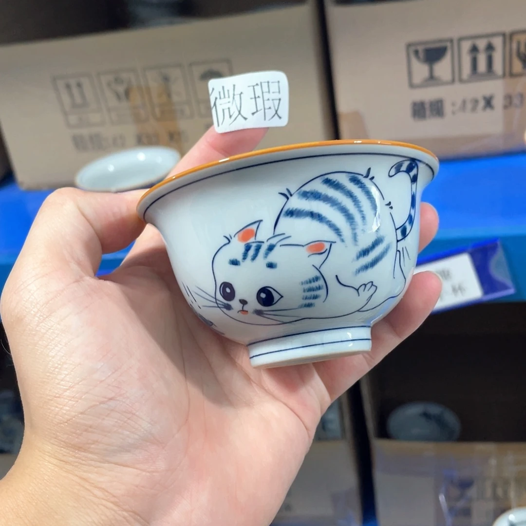 釉下手绘茶具微瑕