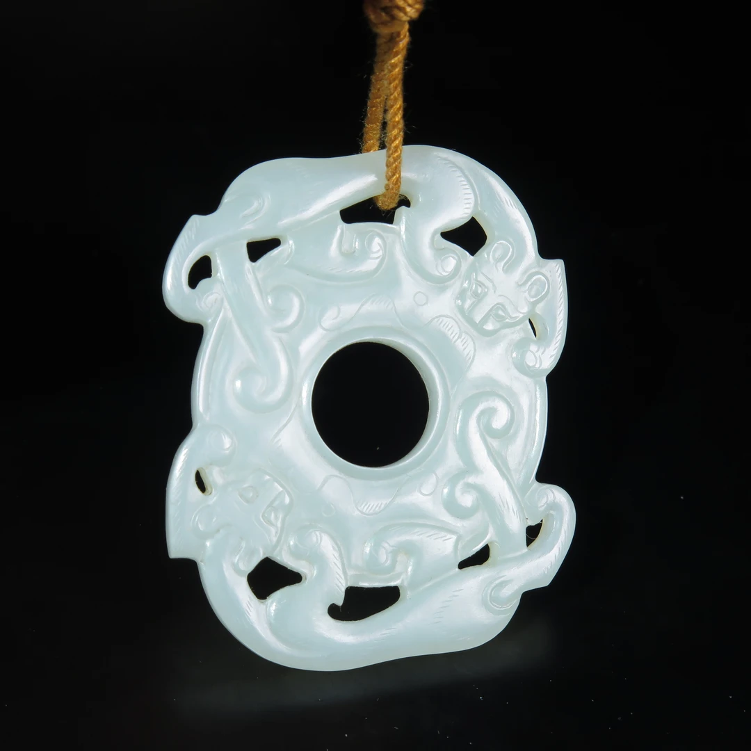 清代双螭纹玉佩/MZ086342/和田玉/民族文物