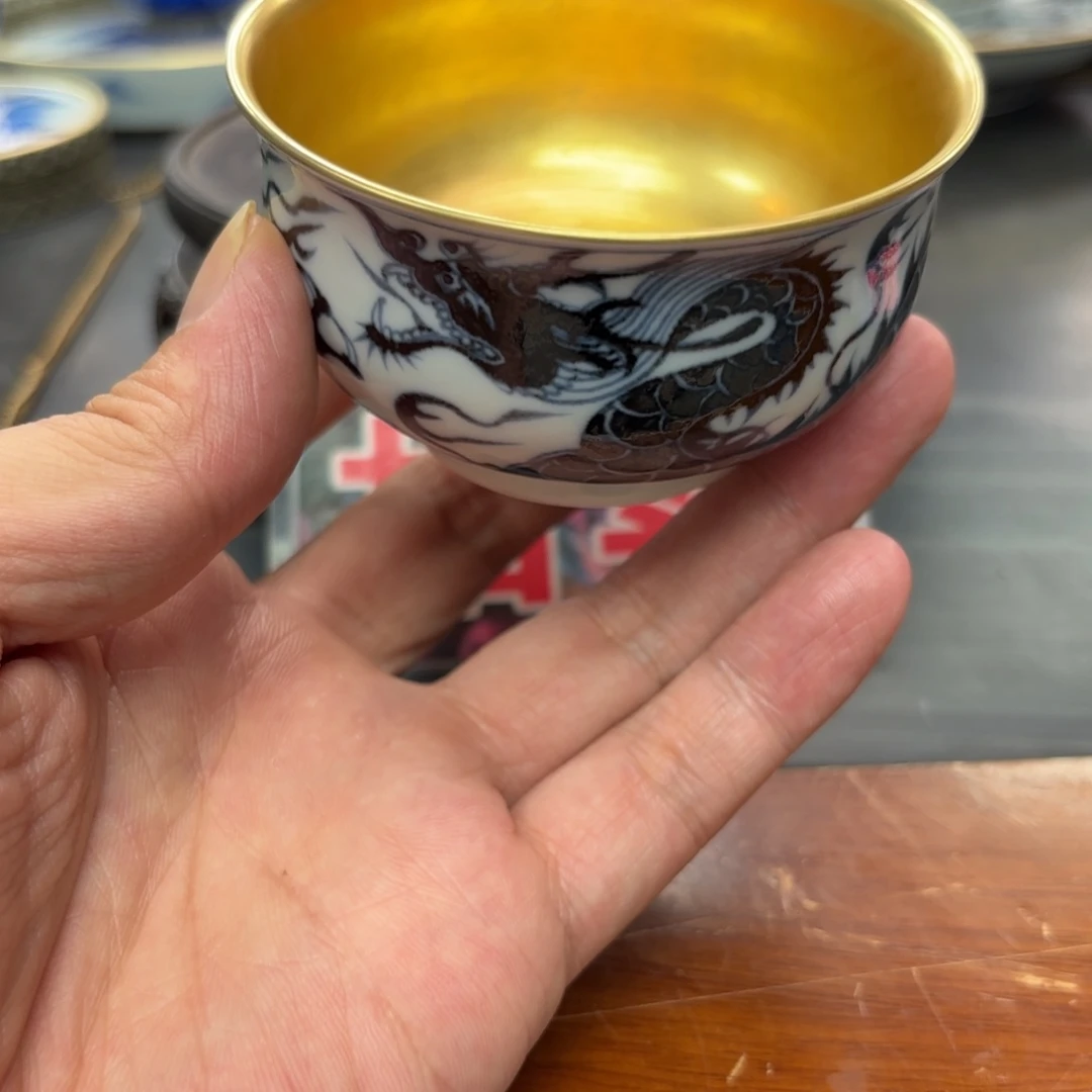 小***羽龙纹内满金杯子杯子