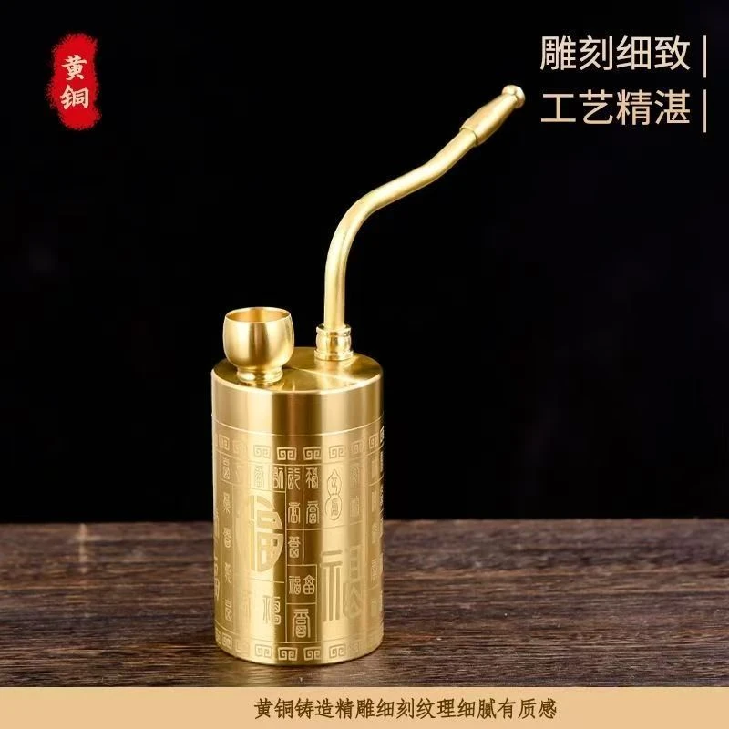 加大号新款黄铜精雕百福款粗中细过滤健康水烟壶，铜创意精制礼品