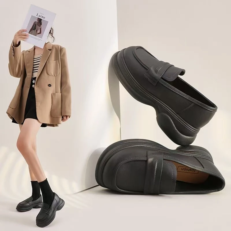 新款乐福鞋优质胶鞋防水防滑2025鞋子春秋英伦高级女鞋增高防摔