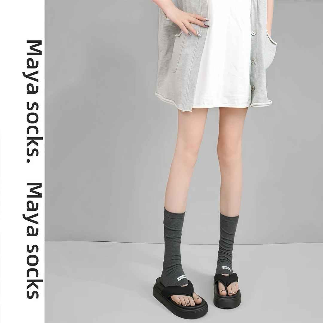 薄款袜套女芭蕾风秀场设计师布标小腿袜韩版Miu系踩脚腿套半掌袜