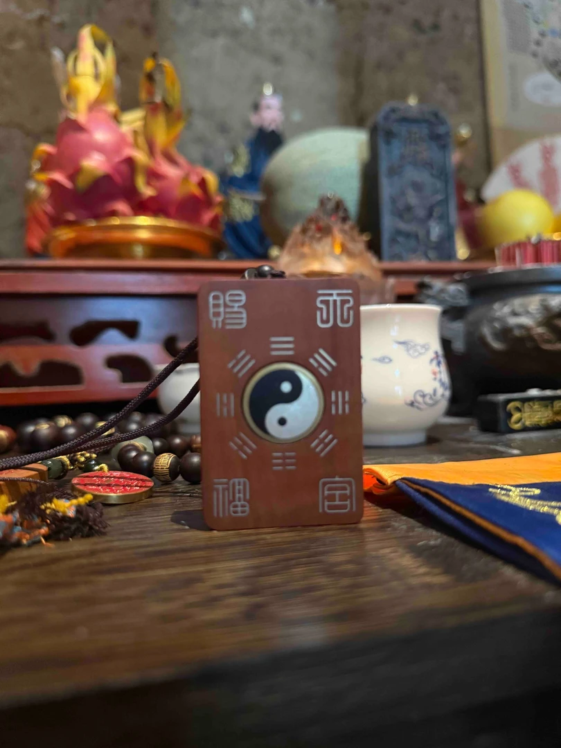 微瑕 枣木手工镶嵌吊坠（已祝福）