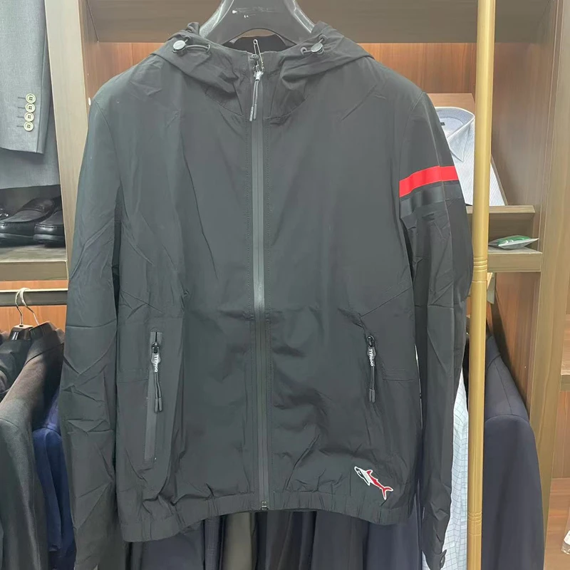 H1166 春秋男式夹克 不可拆卸帽舒适休闲外套 黑色 时尚都市