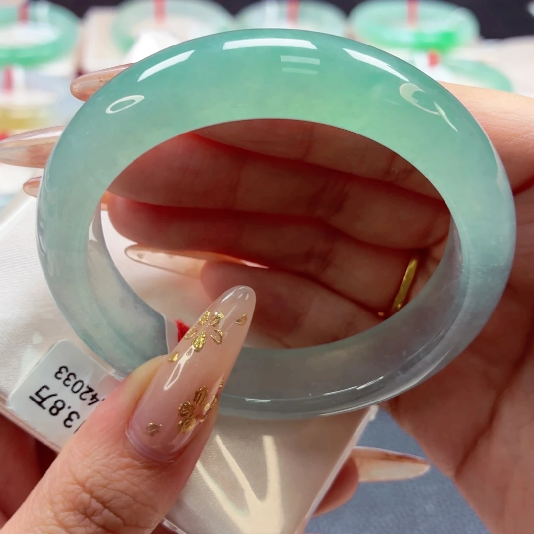 翡翠未镶嵌手镯22（51号）有纹