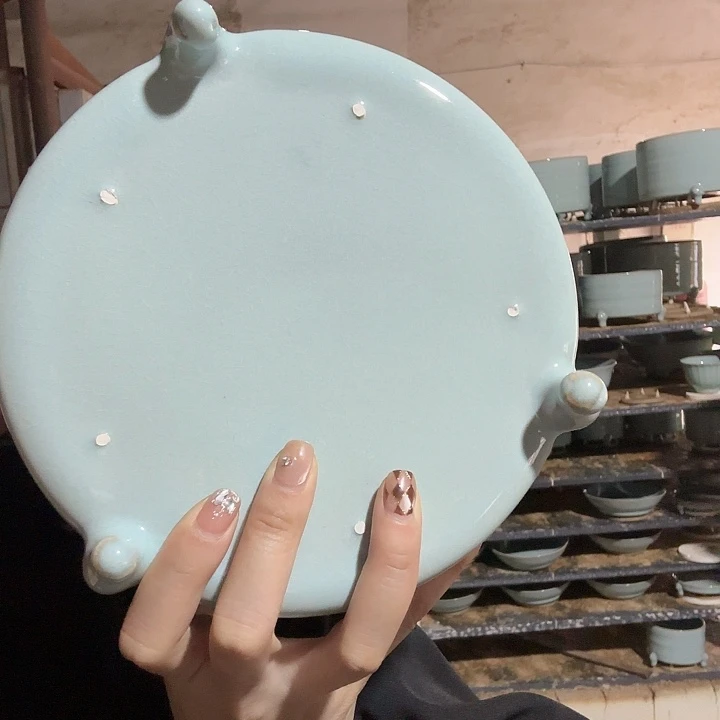 天青釉大号弦纹樽二级品98特价