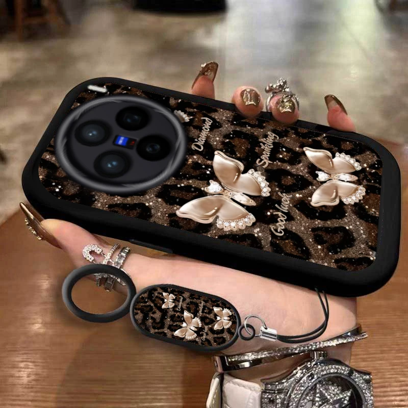 适用vivoX200Ultra手机壳轻奢豹纹蝴蝶vivoX200S网红个性手机壳v