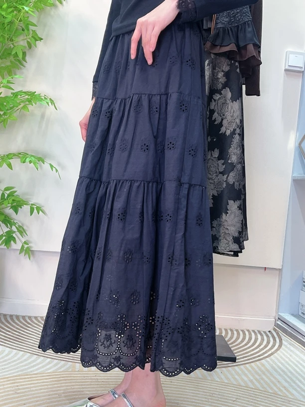 半身裙A字蕾丝半裙刺绣绣花春夏新款显瘦高腰时尚优雅长款