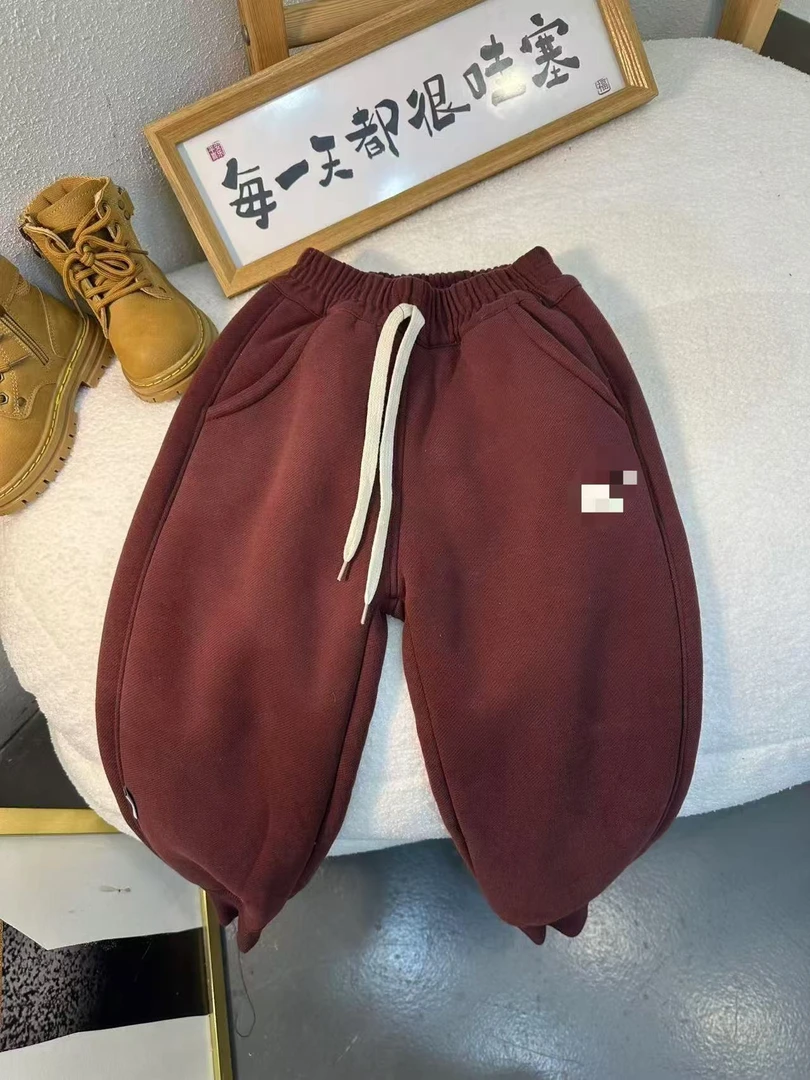 WK-212 红色加绒卫裤儿童加绒秋冬款卫裤韩版 洋气 休闲裤 中大童