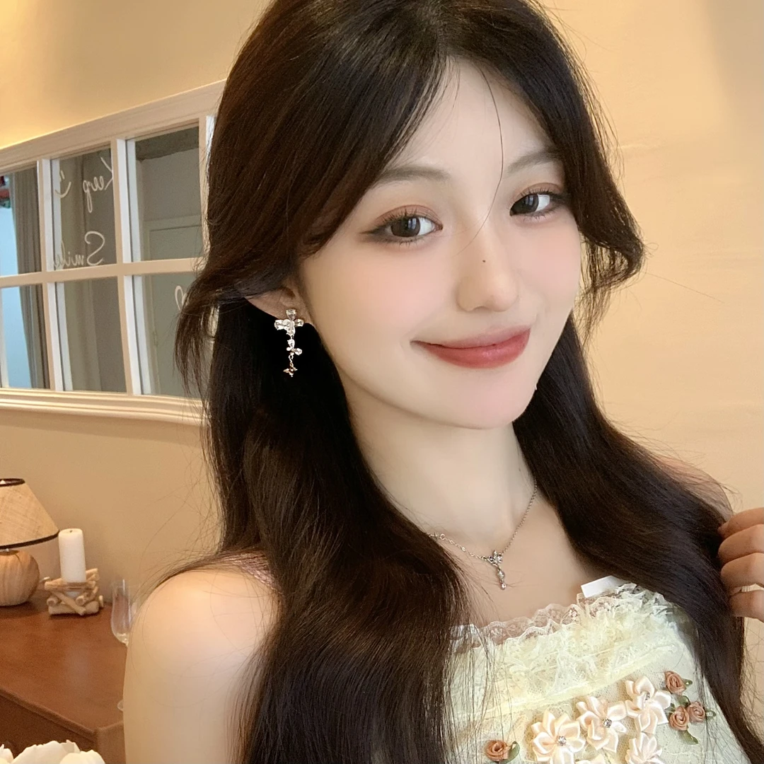 FULL GIRLISH耳环01689精致蝴蝶流苏耳钉耳饰