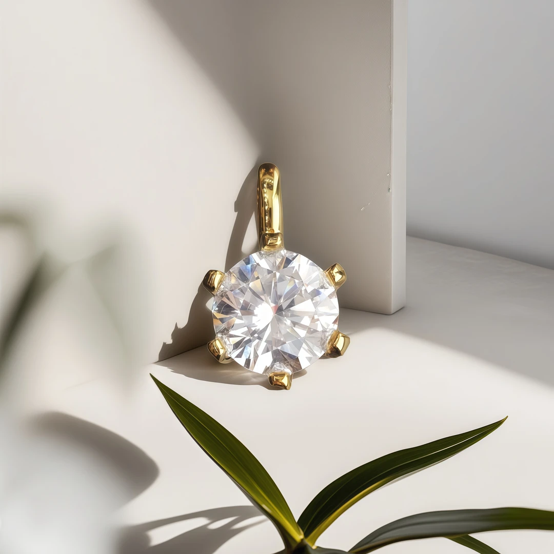 合成锆石【媛媛】18K金六爪镶嵌泡泡吊坠 3克拉