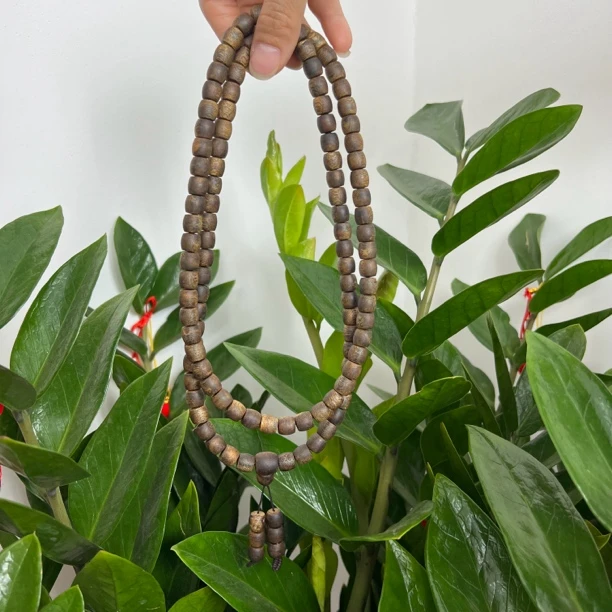 沉香9mm乌身圆叶奇楠沉香99沉多圈鼓珠老母树手串47克+多样性发一