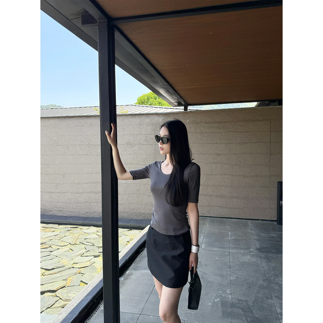 周淼通勤经典简约显瘦短裙A字基础休闲百搭半身裙女夏ZM25Q4536D