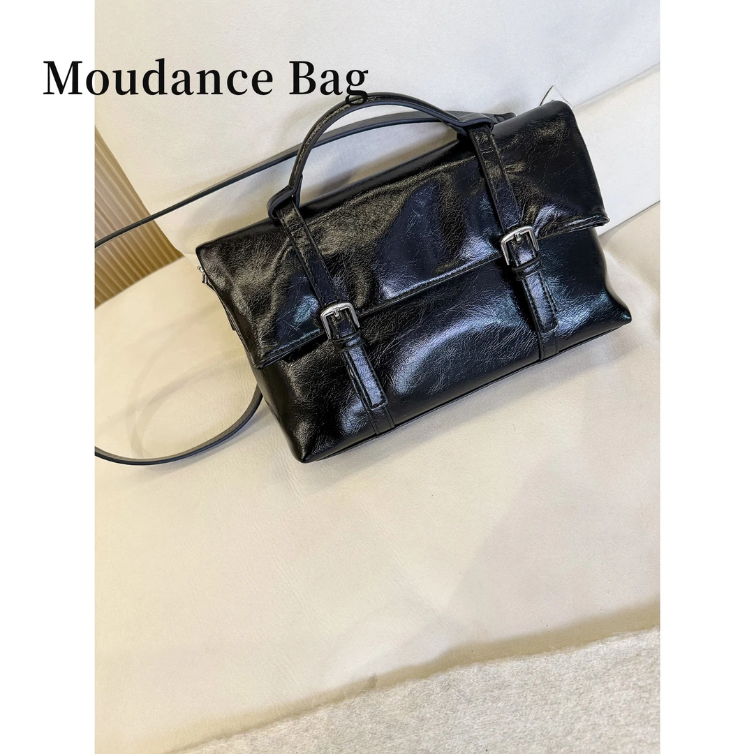 【夜幕】Moudance黑色复古时尚双面单肩斜跨百搭女包 RD-92561