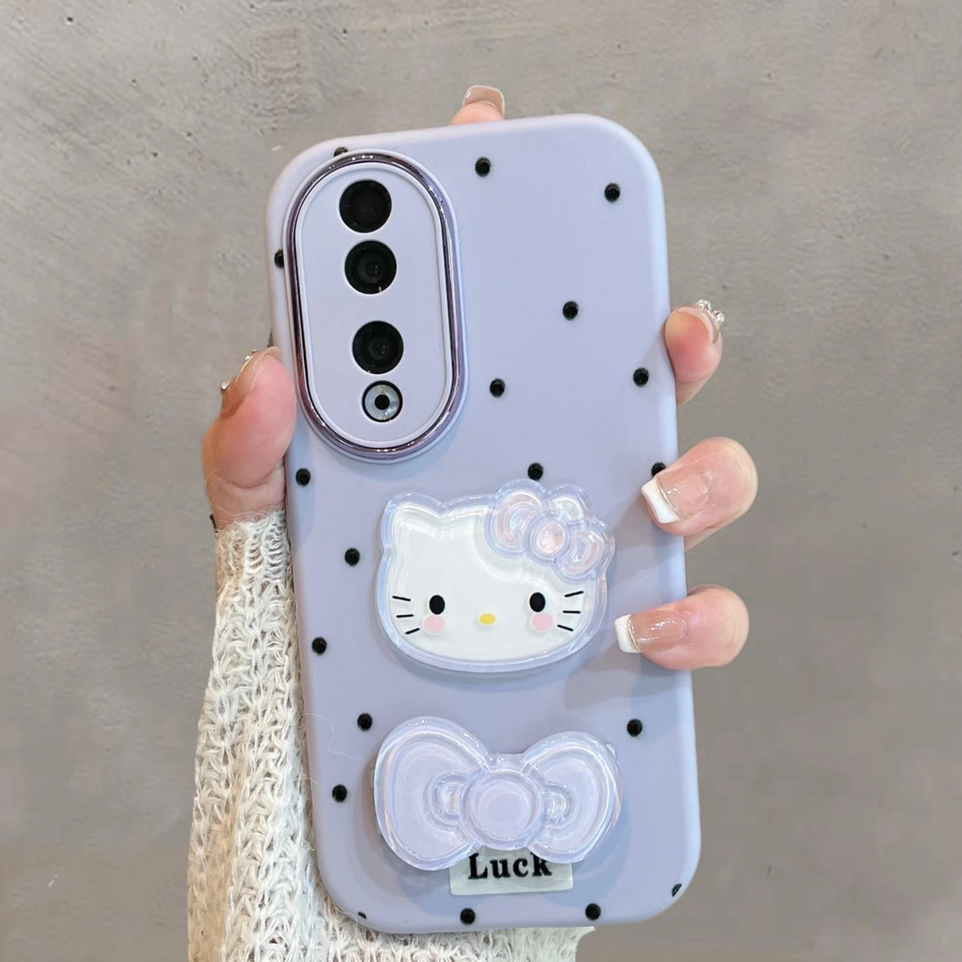 适用于华为荣耀90手机壳rea-an00新款90pro可爱少女心带支架紫色