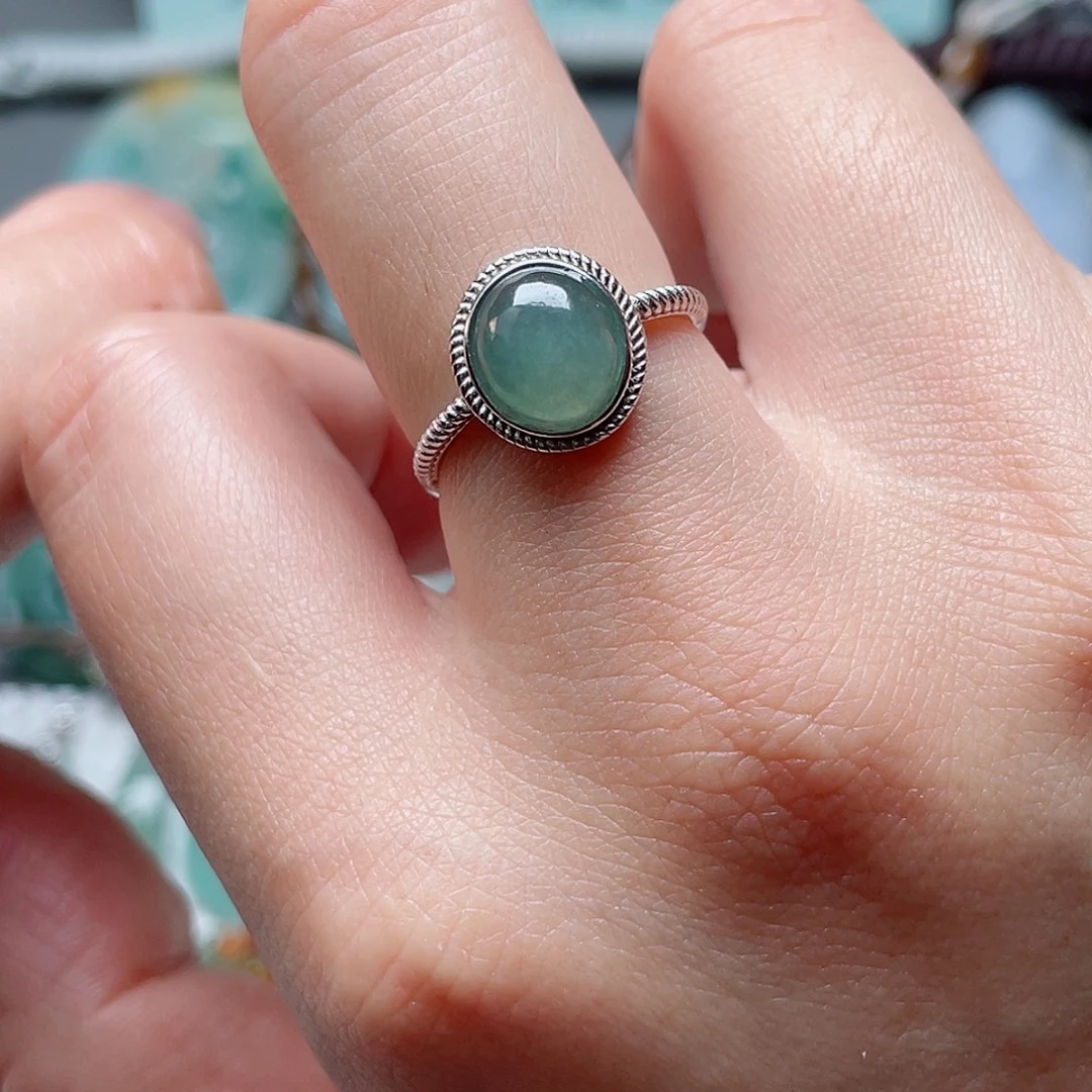 银S925镶嵌戒指翡翠戒指