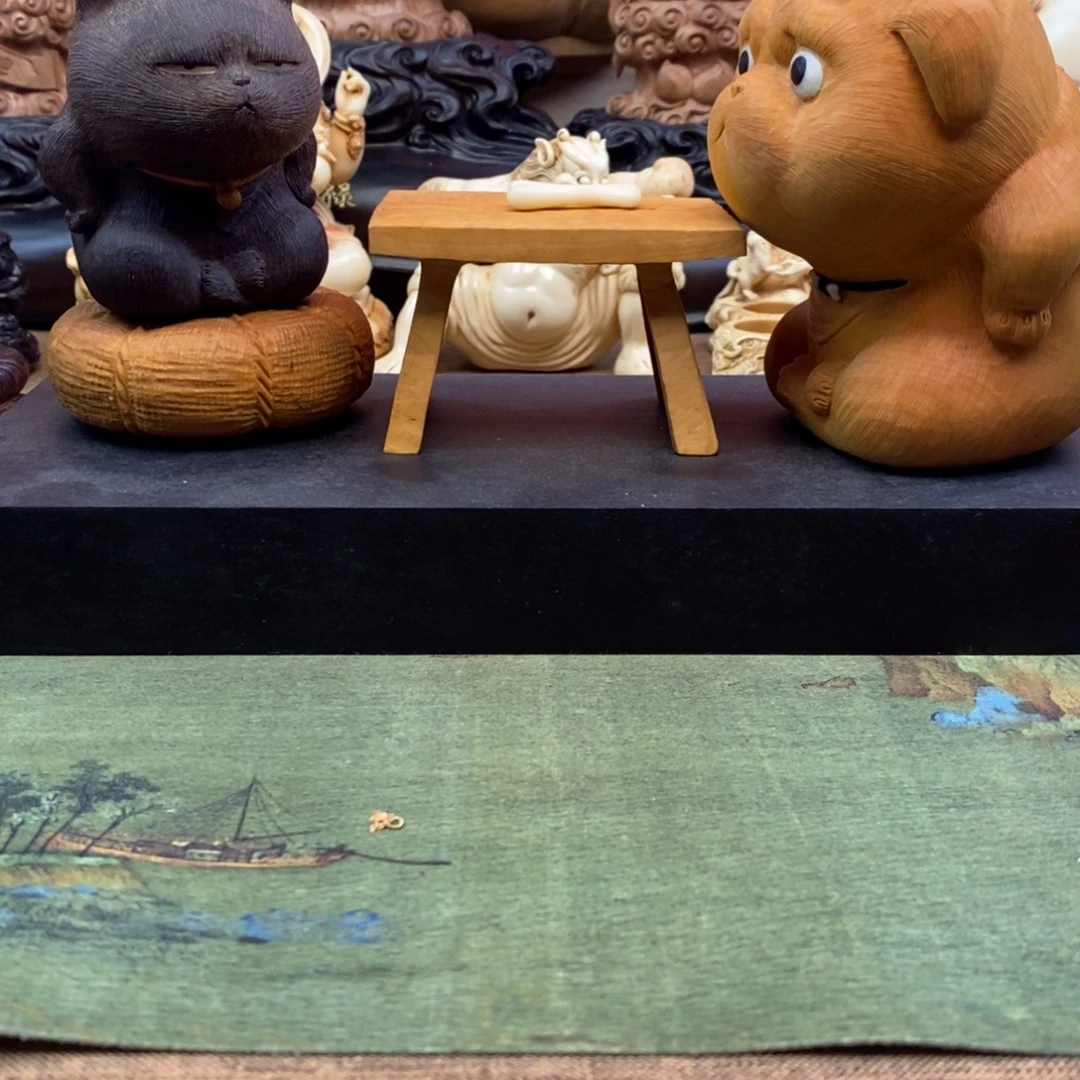 柠***檬其他黄杨木猫狗摆件