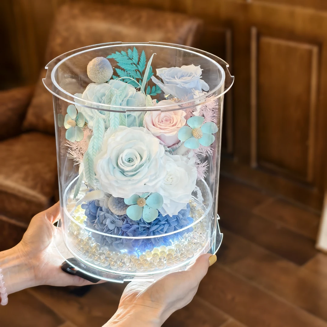 《L B D R》粉梦蓝语手提玫瑰花园永生花简约高级玄关柜摆件