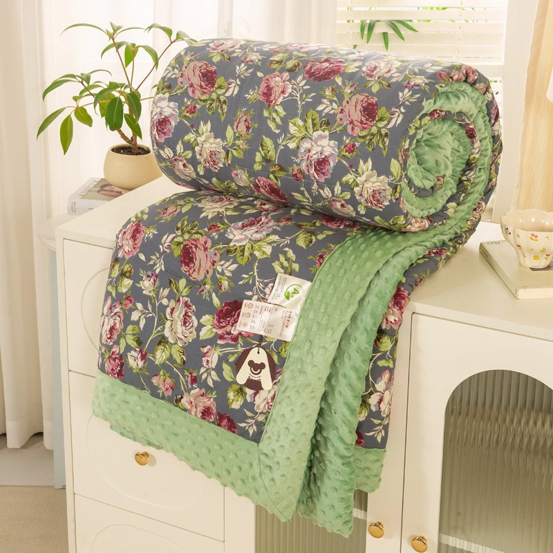 花之全棉豆豆被单双人纯棉豆豆绒春秋加厚保暖学生宿舍冬被可机洗