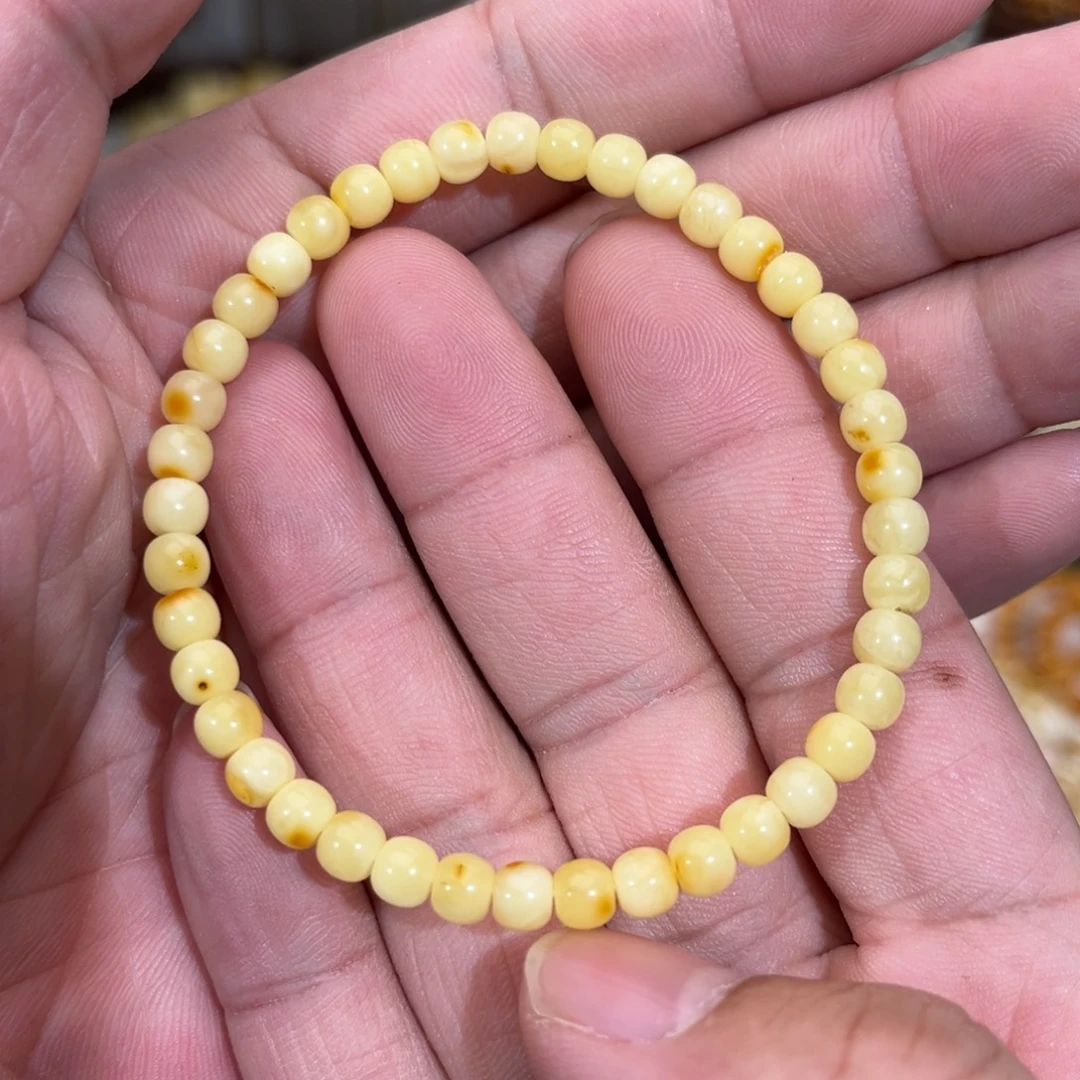 蜜蜡未镶嵌手链有瑕疵5.0mm