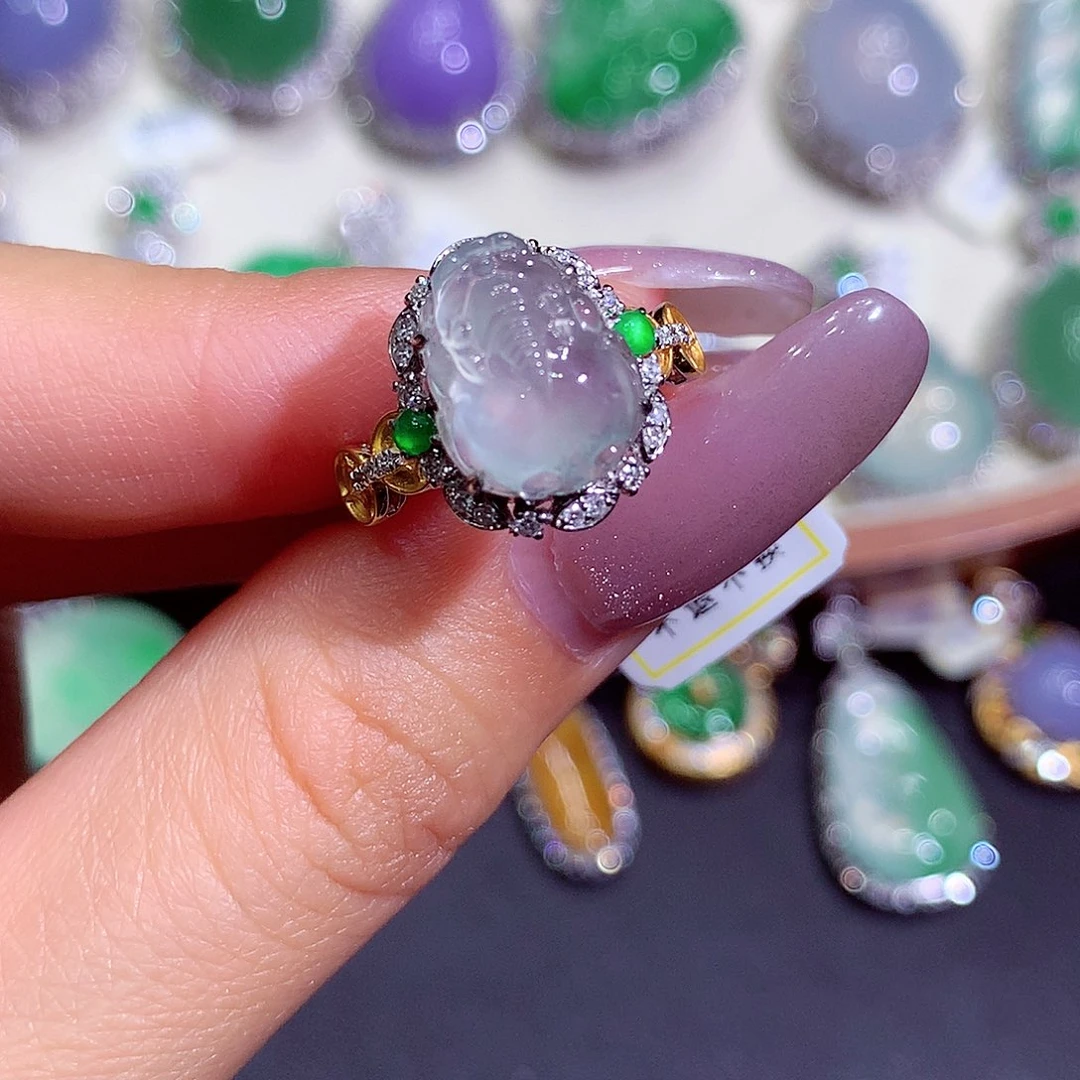 翡翠18K金镶嵌吊坠(不含链)