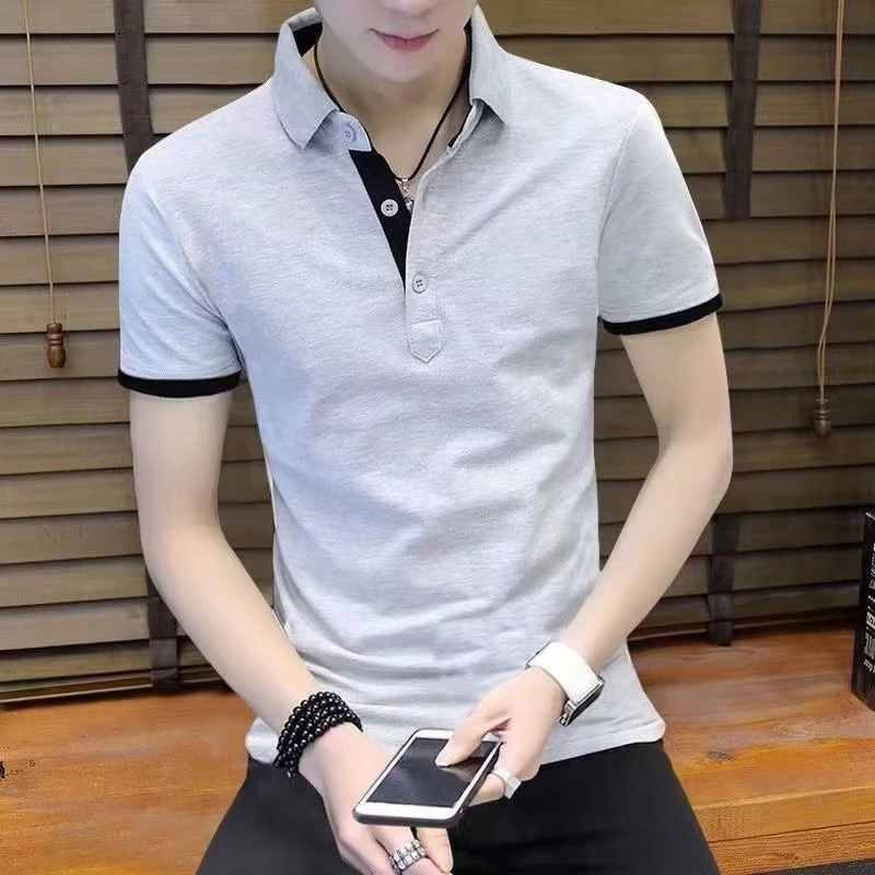 短袖时尚夏季男Polo衫立领polo衫春季帅气polo纯色男装潮流