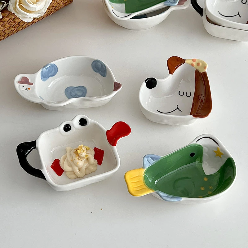 糖小姐ins风可爱蘸料碟家用味碟调料碟烤肉蘸碟陶瓷小吃家用菜碟