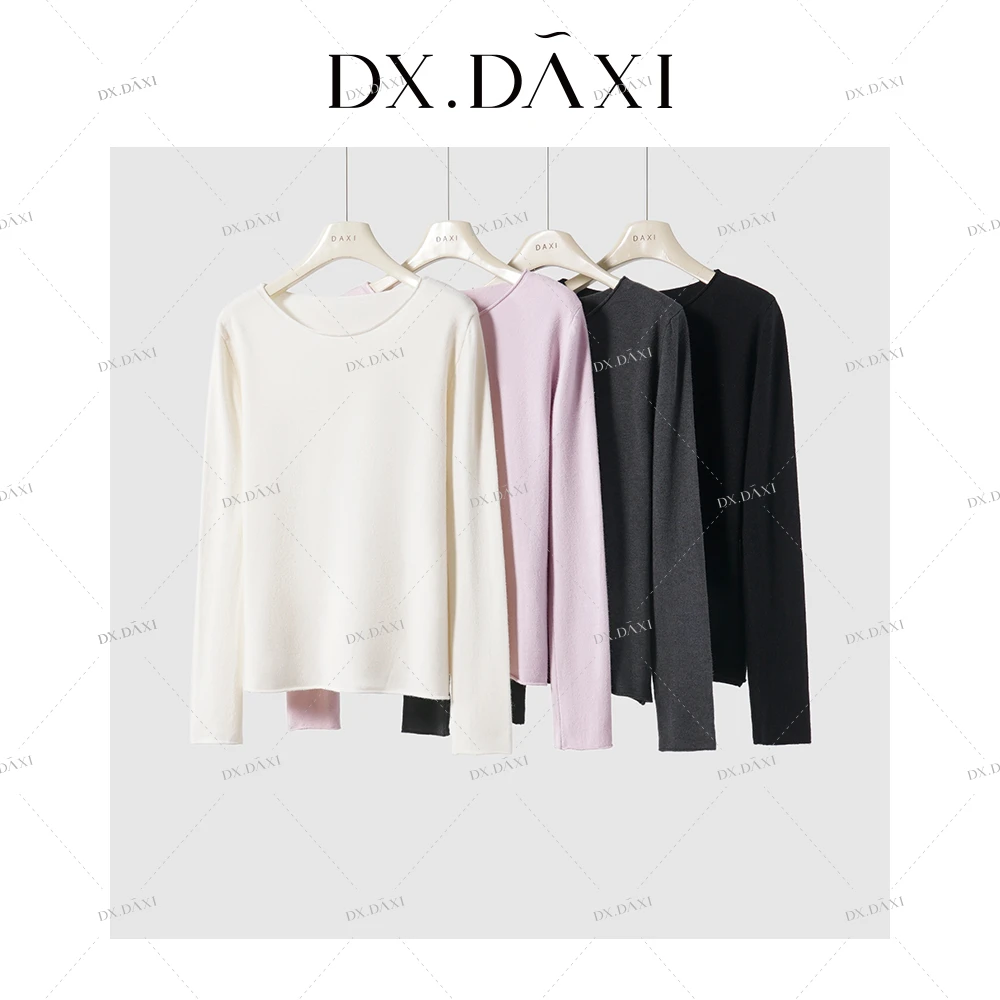 DX.DAXI【牛奶打底】卷边圆领超软糯舒适针织打底衫