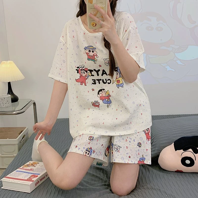 夏天睡衣女云朵棉凉感ins风卡通可爱中学生可外穿家居服套头套装