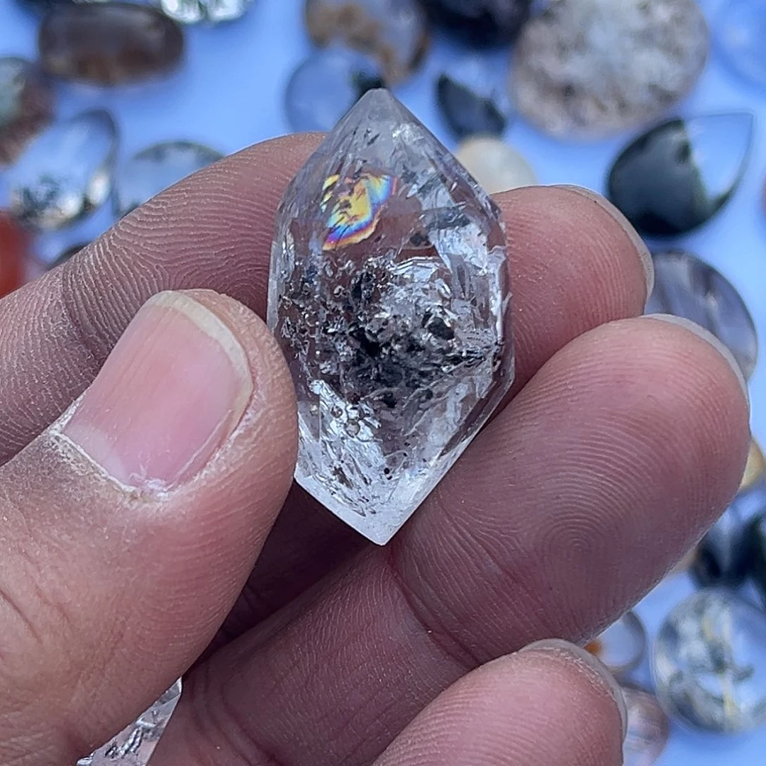 烟晶戒指银S925镶嵌小**学闪灵水胆吊坠