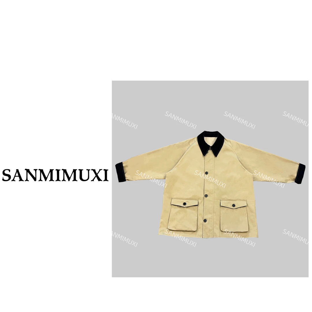 SANMI/叁米  短款拼接风衣  24482